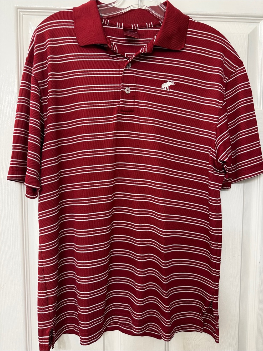 Men's Striped Burgundy Polo Shirt with Embroidered Logo